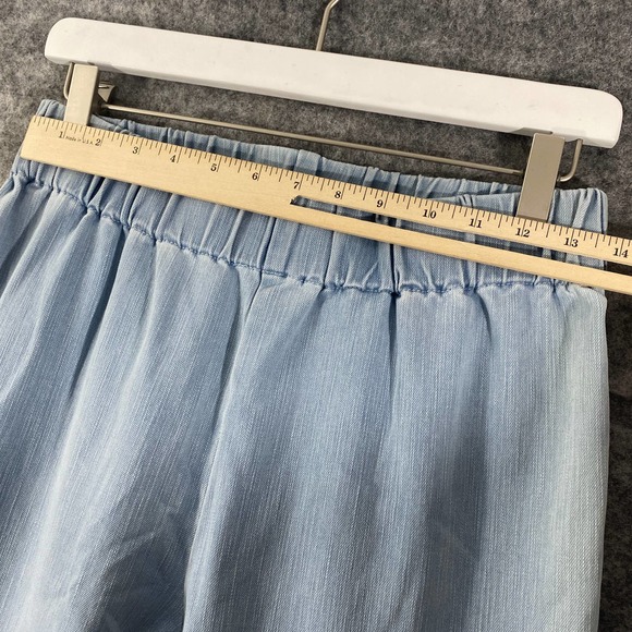 Soft Surroundings Pants Small Tall Light Blue High Rise Chambray Button Hem - Picture 6 of 11